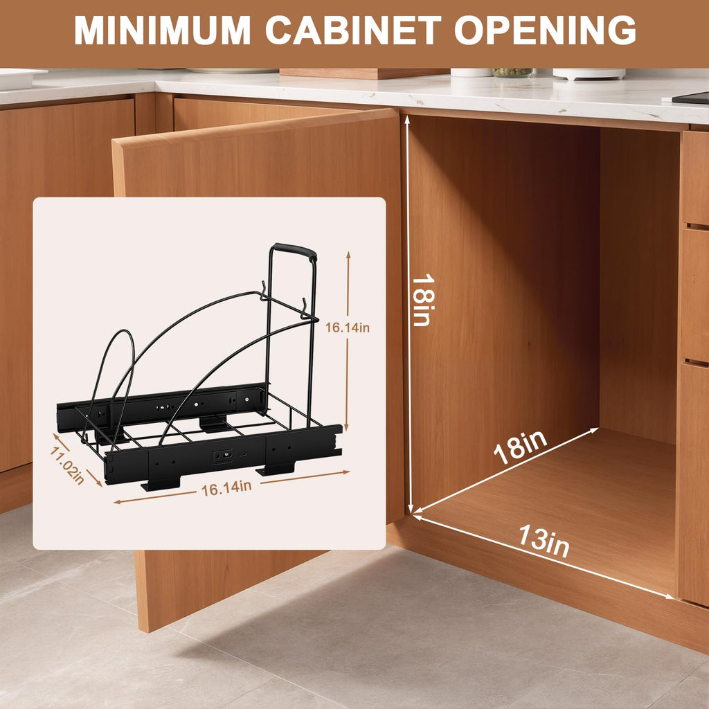 Pull Out Trash Can Under Cabinet Shelf - Under Sink Trash Can Pull Out Slider - Cabinet Trash Can Pull Out Kit - (Can