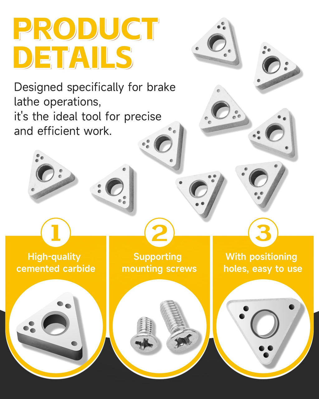 Zorqon 10pcs 6914-10 Negative Rake Carbide Insert, Compatible with Ammco
