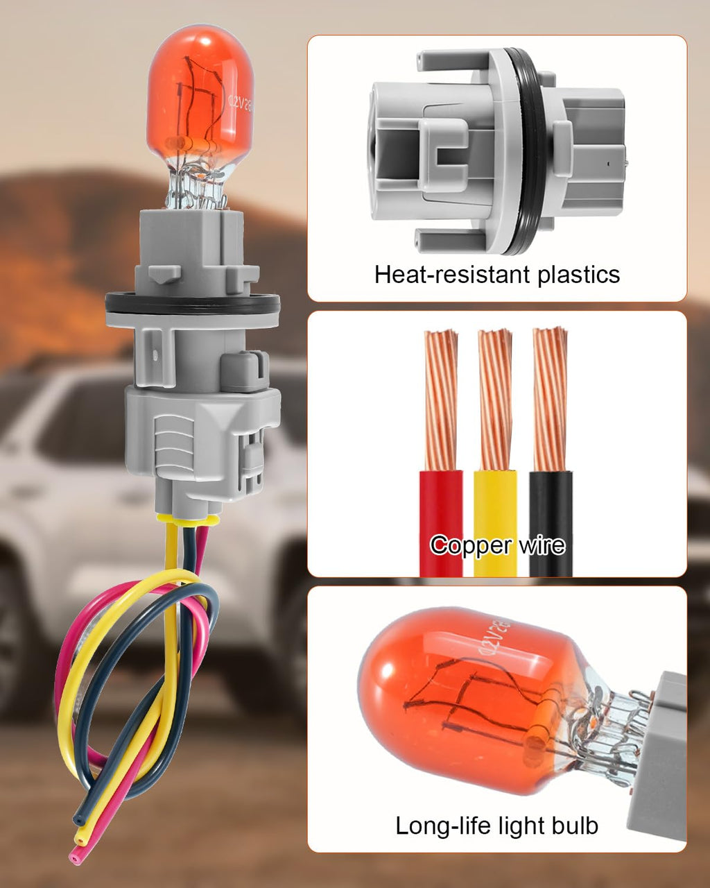 26243-9B91A 2PCS Turn Signal Light Bulb Socket Holder Wire Harness Set