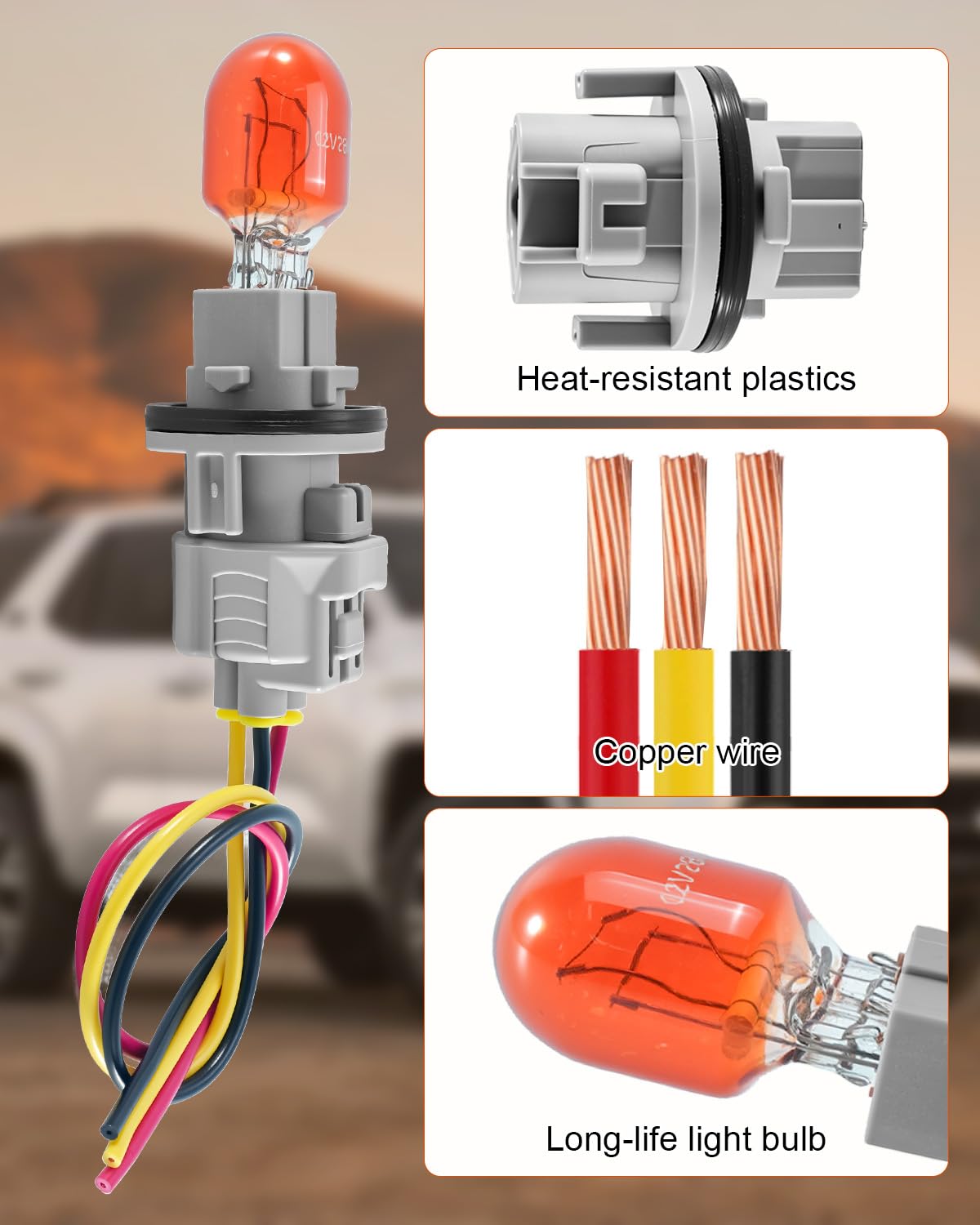 26243-9B91A 2PCS Turn Signal Light Bulb Socket Holder Wire Harness Set