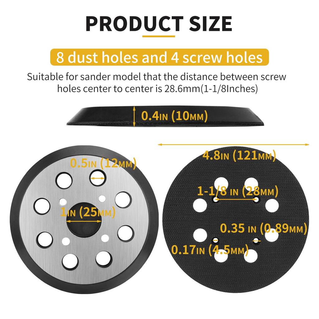 Gnellkoor Orbital Sander Metal Pad Replacement for Ryobi, 4 Pack