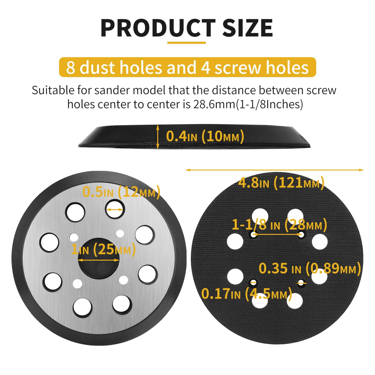 Gnellkoor Orbital Sander Metal Pad Replacement for Ryobi, 4 Pack