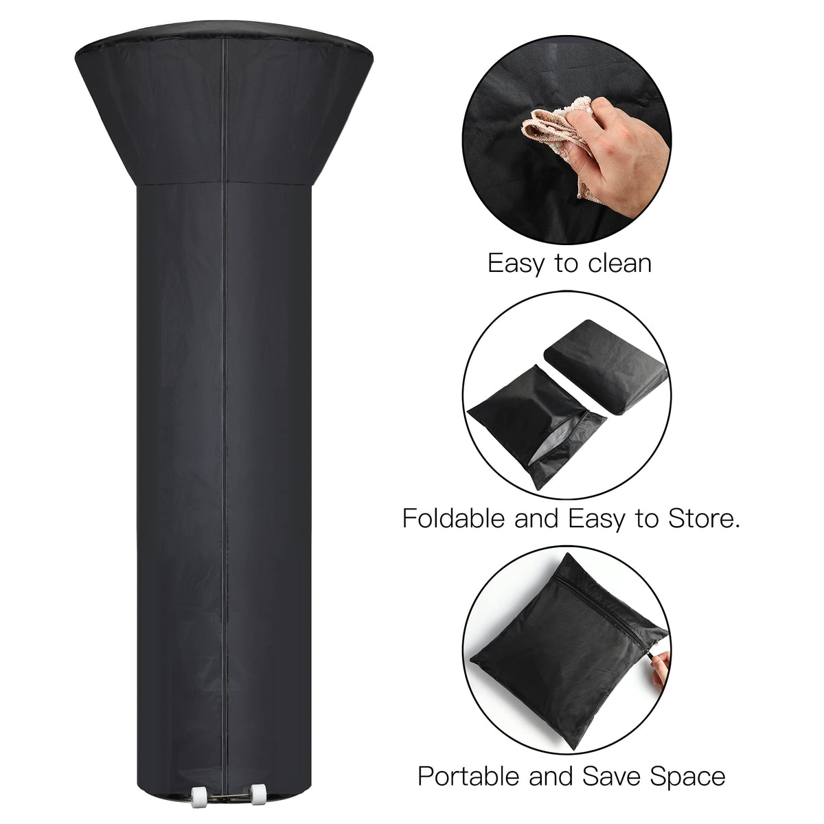 [2 Pack] Patio Heater Covers with Zipper and Storage