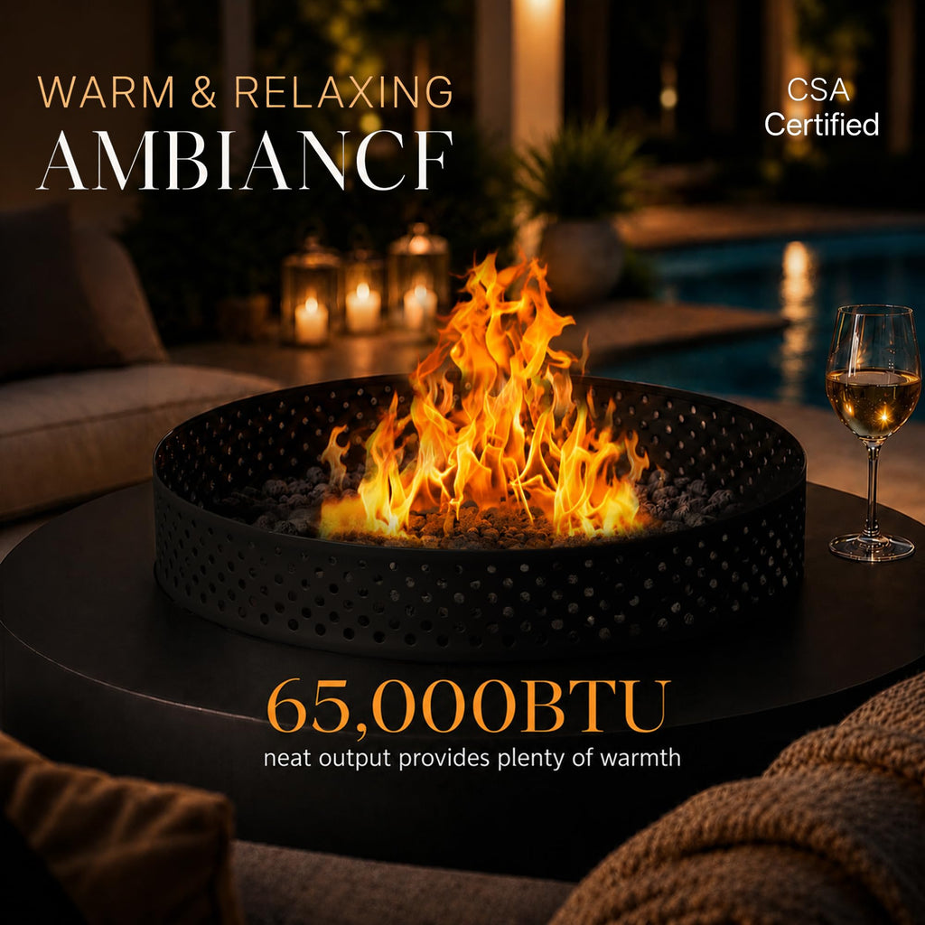 3-Piece Outdoor Gas Fire Pit, 32 Inch Propane Fire Pit Table