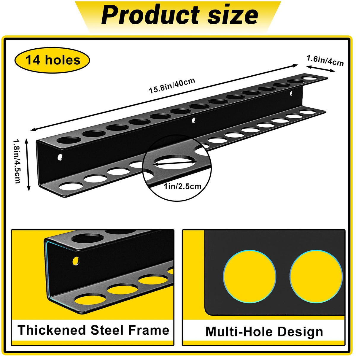 Screwdriver Plier Organizer Wall Mount,16" Screwdriver Holder,Black