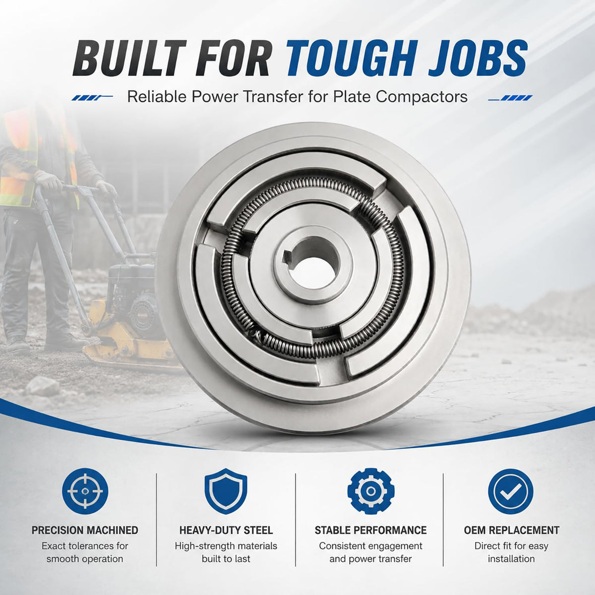 ONLINMDT Centrifugal Clutch 5 Inch, Replacement for Wacker VP1340 VP1350 VP1750 Plate Compactors & Honda GX160 GX200 Engines, 3/4" Bore 1/2" V-Belt 5" Single Pulley Clutch