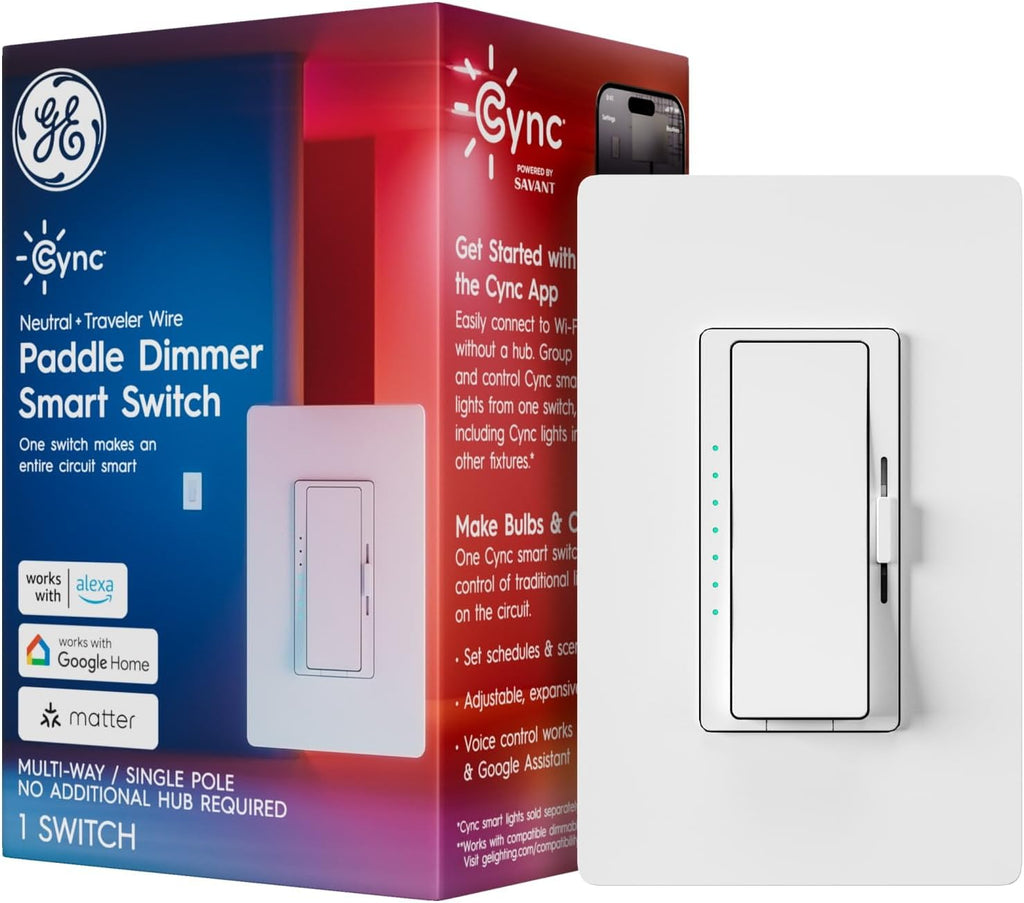 GE Cync Paddle Dimmer Smart Switch, Highly Customizable Dimmer Switch