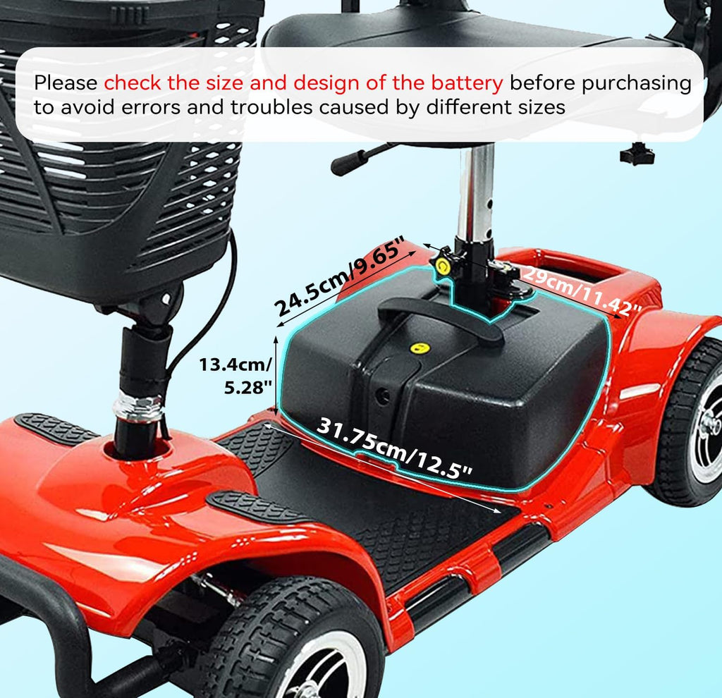 Vive/Elifecenter W3431/MS31 Battery Case with 2pcs 12AH Lead Acid 24V Battery for Mobility Scooters (Factory Original Replacement)
