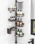 Corner Shower Caddy Tension Pole, Bathroom Organizer and Storage for Shower