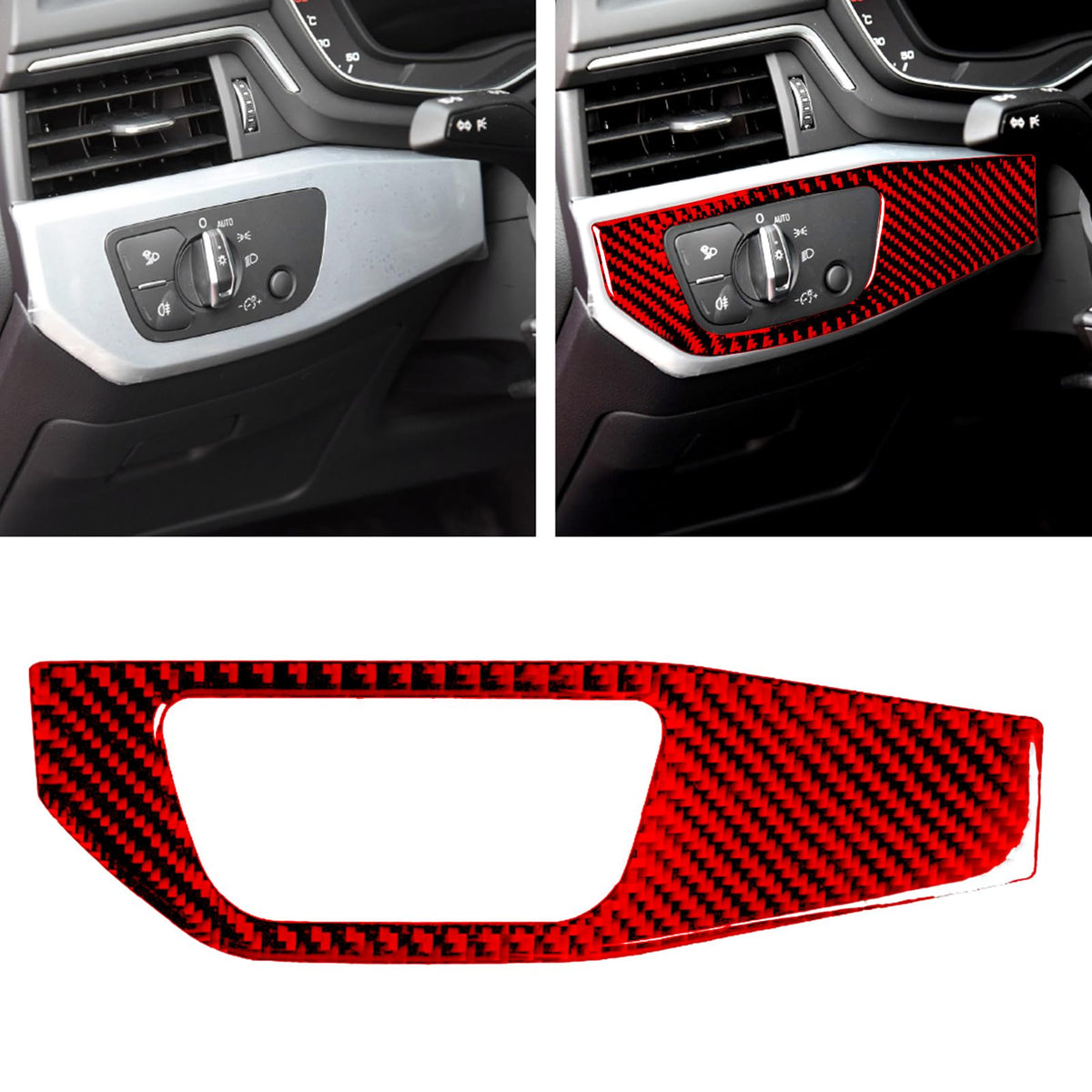 JKYUKU Real Carbon Fiber for Audi Accessories Headlight Power Switch