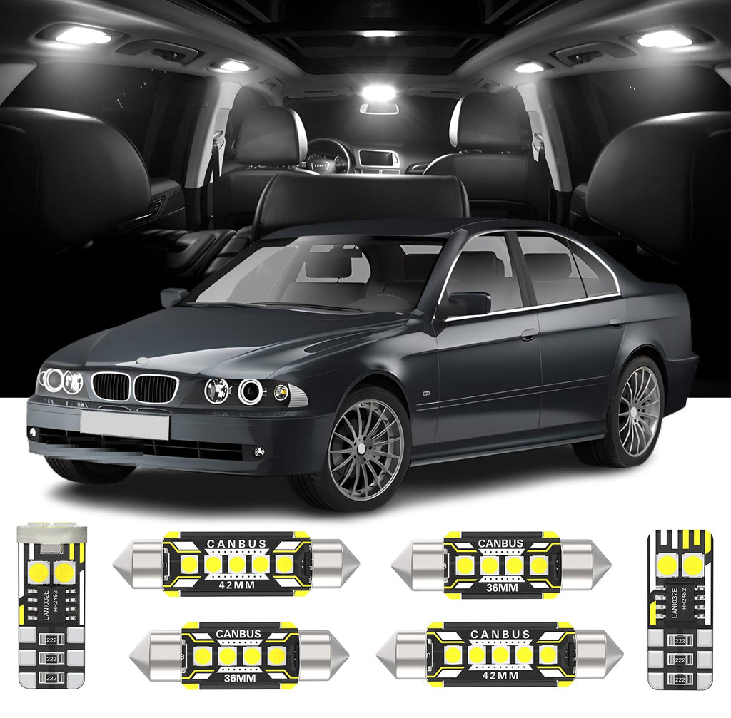 AENVTOL 21 Pieces E39 LED Interior Lights Kit for BMW 5 Series E39 Sedan Wagon Touring 1995-2004 White Interior LED Bulbs + License Plate Light, Install Tool