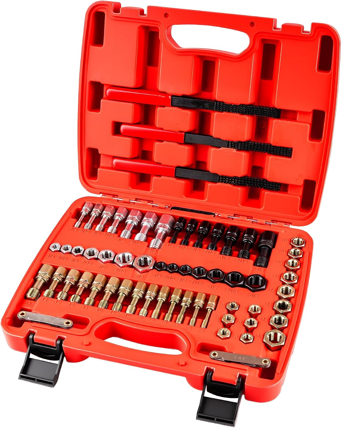 61Pcs Thread Repair Kit, UNC, UNF & Metric Thread Chaser Set