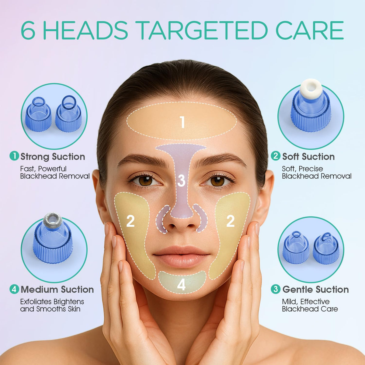 Blackhead Remover Pore Vacuum with 6 Suction Heads for Face