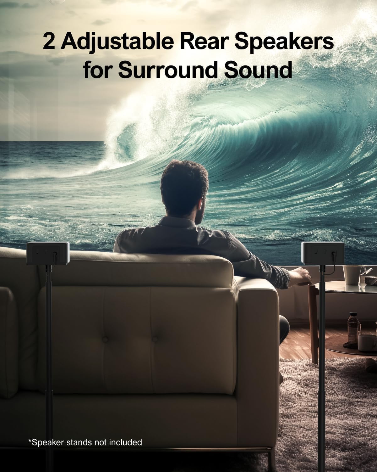 5.1 Sound Bar for Smart TV, Virtual Surround, Stereo Shelf System | 320W Peak Power, Adjustable Surround Speakers and