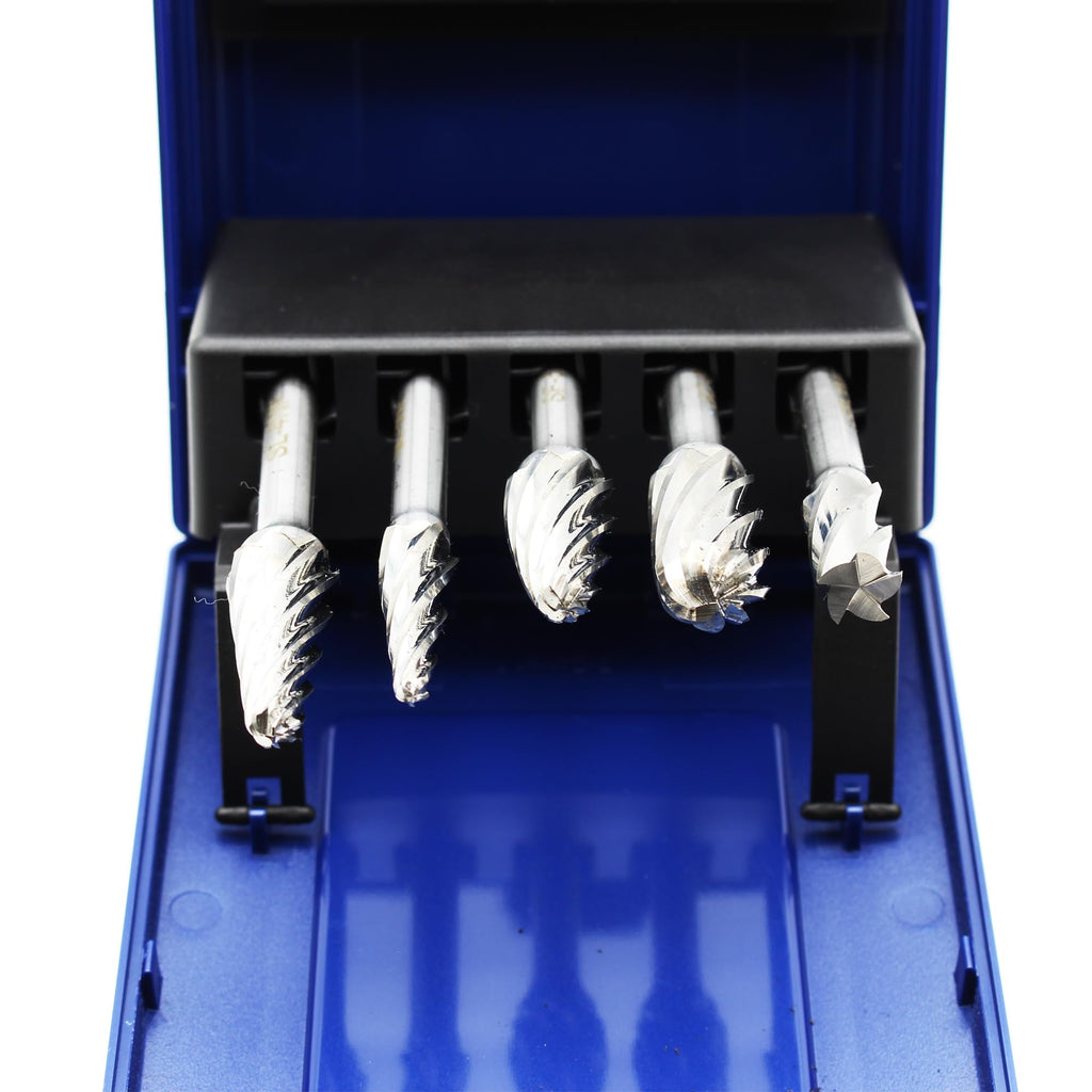 TEMO 5p NF Aluminum Cut Carbide Rotary Burr File, 1/2"+3/8" Head 1/4" Shank