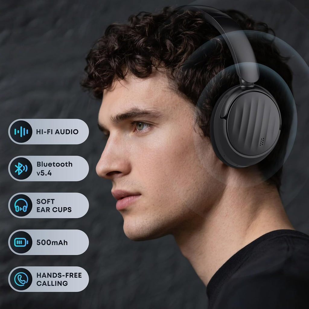 Bluetooth Headphones, Hybrid Active Noise Cancelling Over Ear Headphones | 35H Playtime, HiFi Stereo Foldable