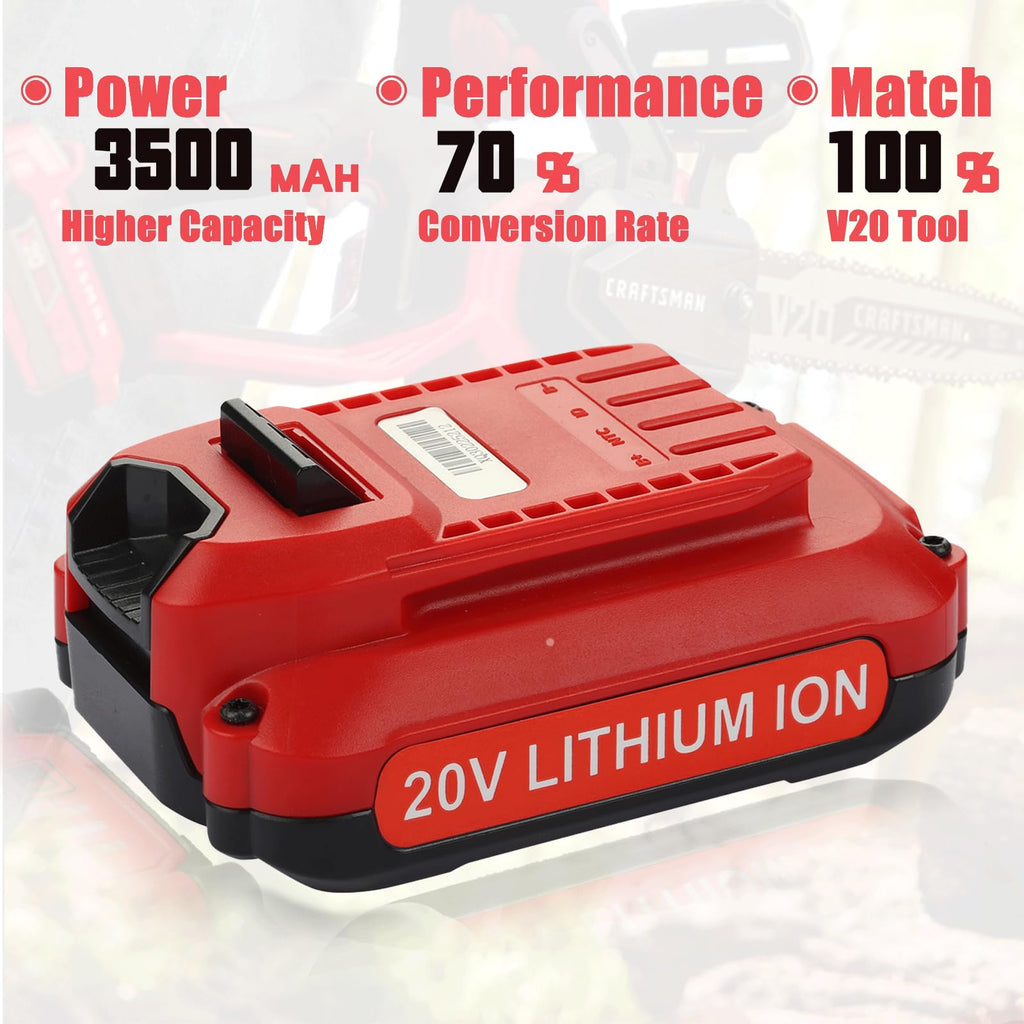 2 Pack 3.5Ah Battery Compatible with Craftsman 20V Battery CMCB201