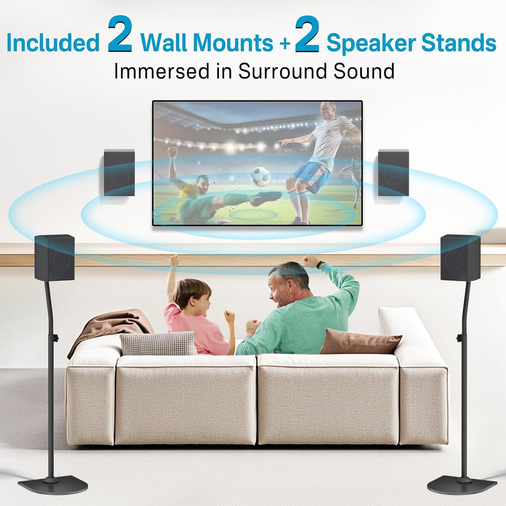 Speaker Stands Pair for Samsung HW-Q990F/Q990H/Q990C/Q990D Rear Speaker Stand with Wall Mount - Height Adjustable