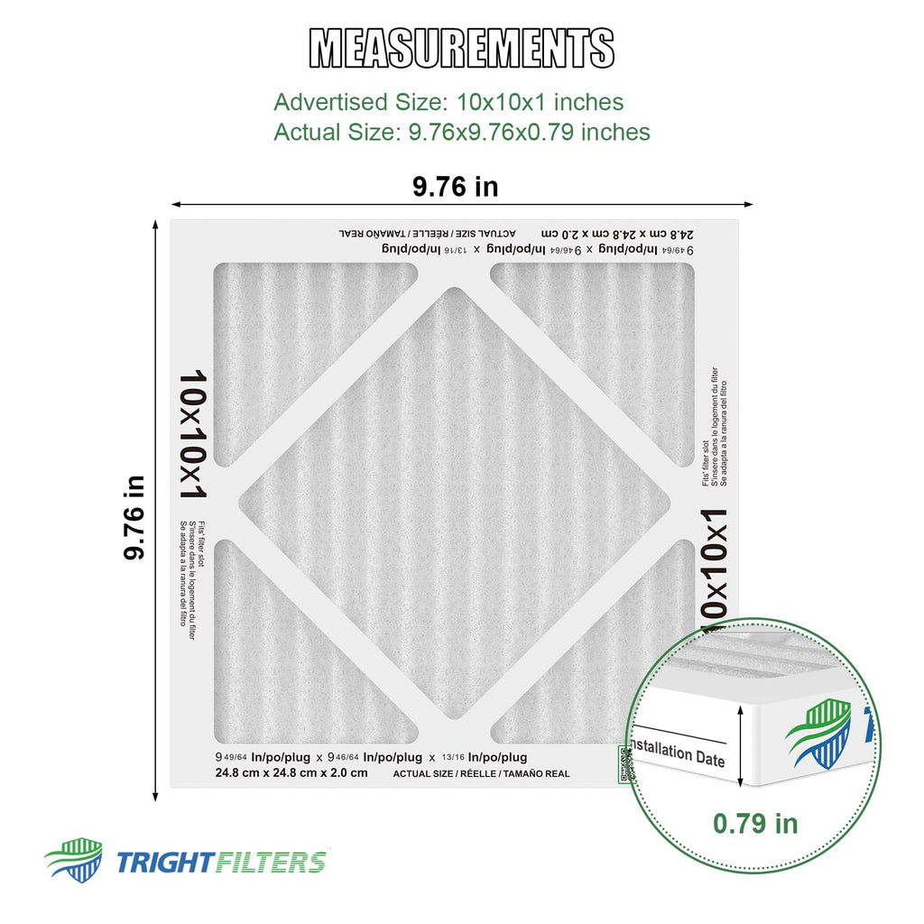 10x10x1 Air Filter 6 Pack, MERV 8 Filter Replacement