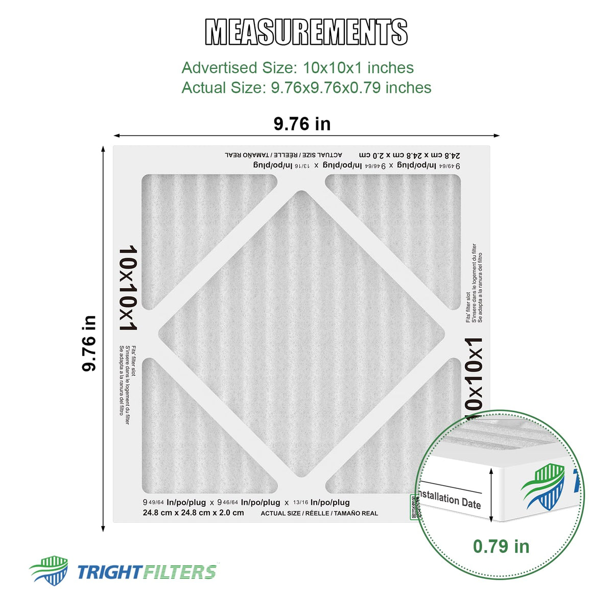 10x10x1 Air Filter 6 Pack, MERV 8 Filter Replacement