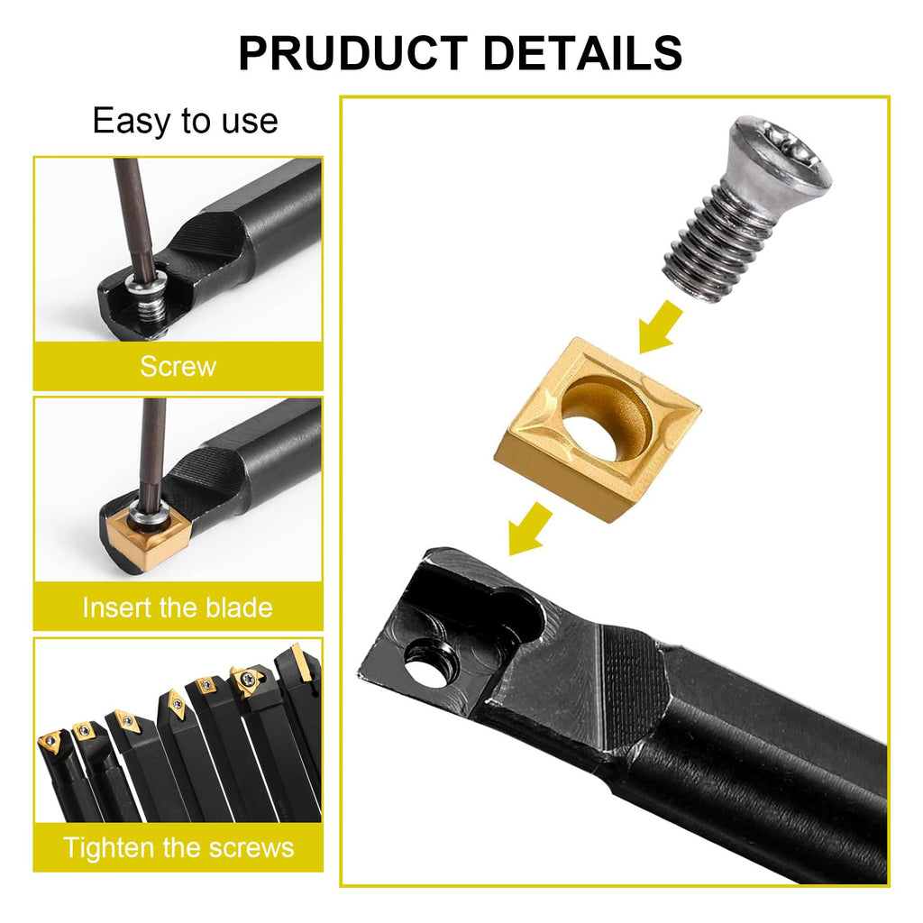 Uranshin Indexable Lathe Tools 21PCS Kit, 1/2" 12mm Shank