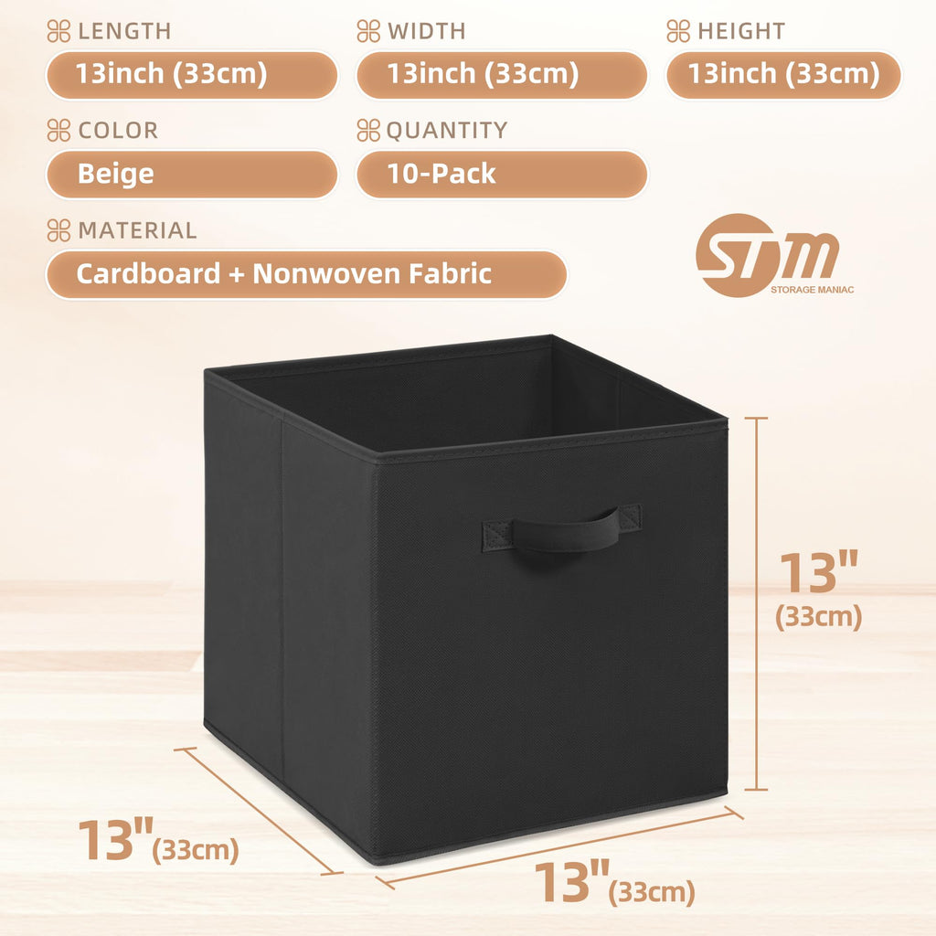 Storage Cubes, 13 Inch 10 Pack Collapsible Fabric Shelf Bins