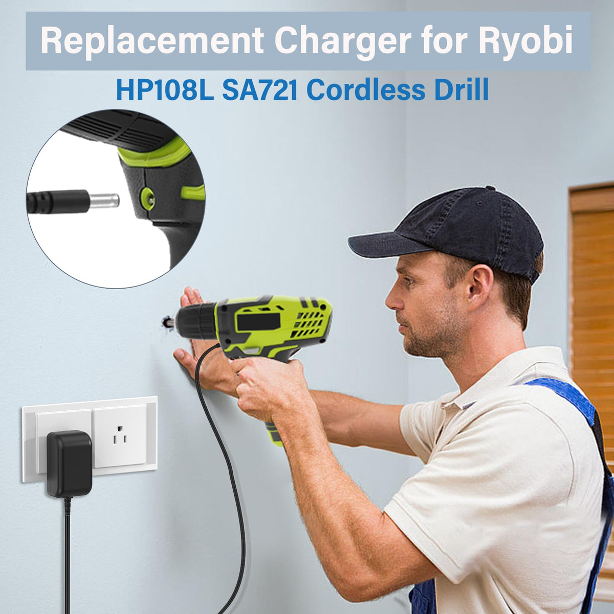 8V Drill Driver Charger Replacement Fit for Ryobi HP108L Cordless Drill