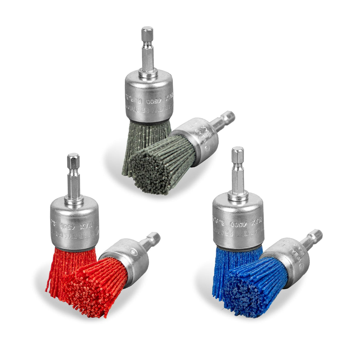 SALI 6 Pack Pen Brush Nylon Filament Abrasive Wire Brush Wheel with 1/4 Inch Hex Shank, 2 Sizes Nylon Drill Brush Set for Removal of Rust Corrosion Paint