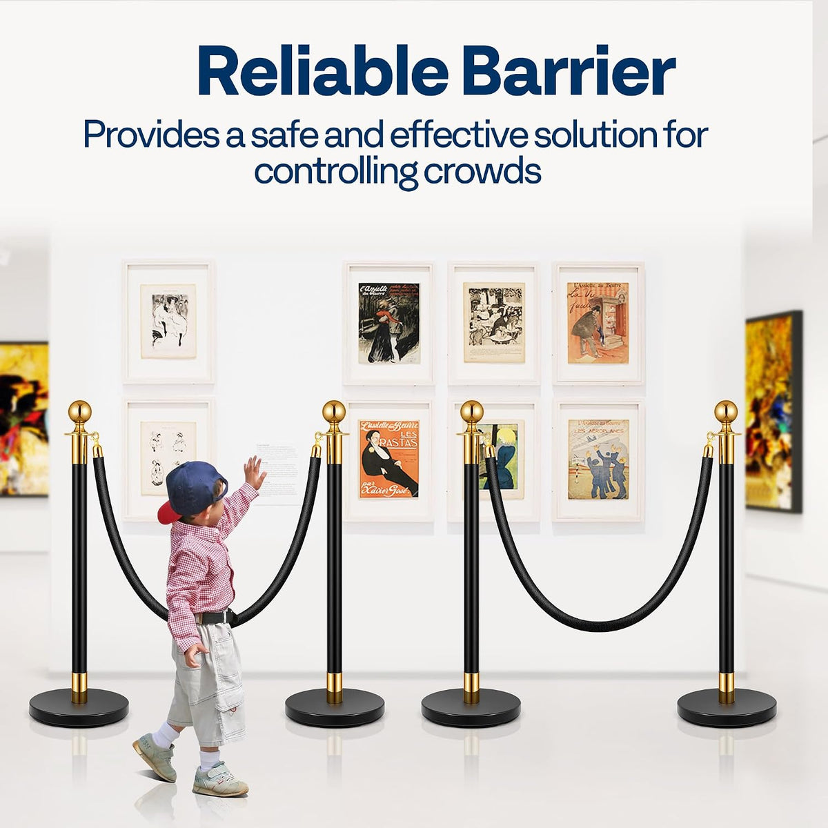 Black Stanchions and Velvet Ropes, 5 Feet Ropes and 39 Inch Posts