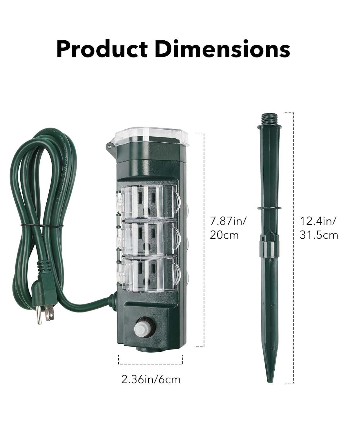 Outdoor Smart Plug Timer,6 Outlets,WiFi Power Stake 6 Ft Cord | Outdoor Smart Plug Timer Waterproof Outlet for