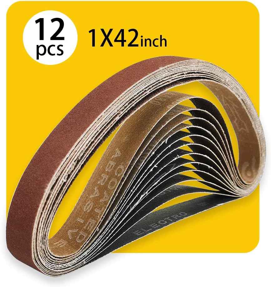 1 x 42 Inch 150 Grit Sanding Belt | Premium Aluminum Oxide Sanding Belt | Premium Sander Sandpaper – 12 Pack