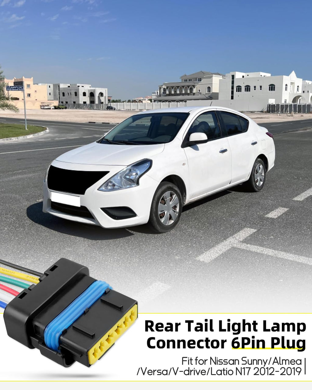 6 Pin Rear Tail Light Wiring Harness Socket Connector Plug Fit for Nissan Versa Sunny Almea V-Drive Latio N17 2012 2013 2014 2015 2016 2017 2018 2019