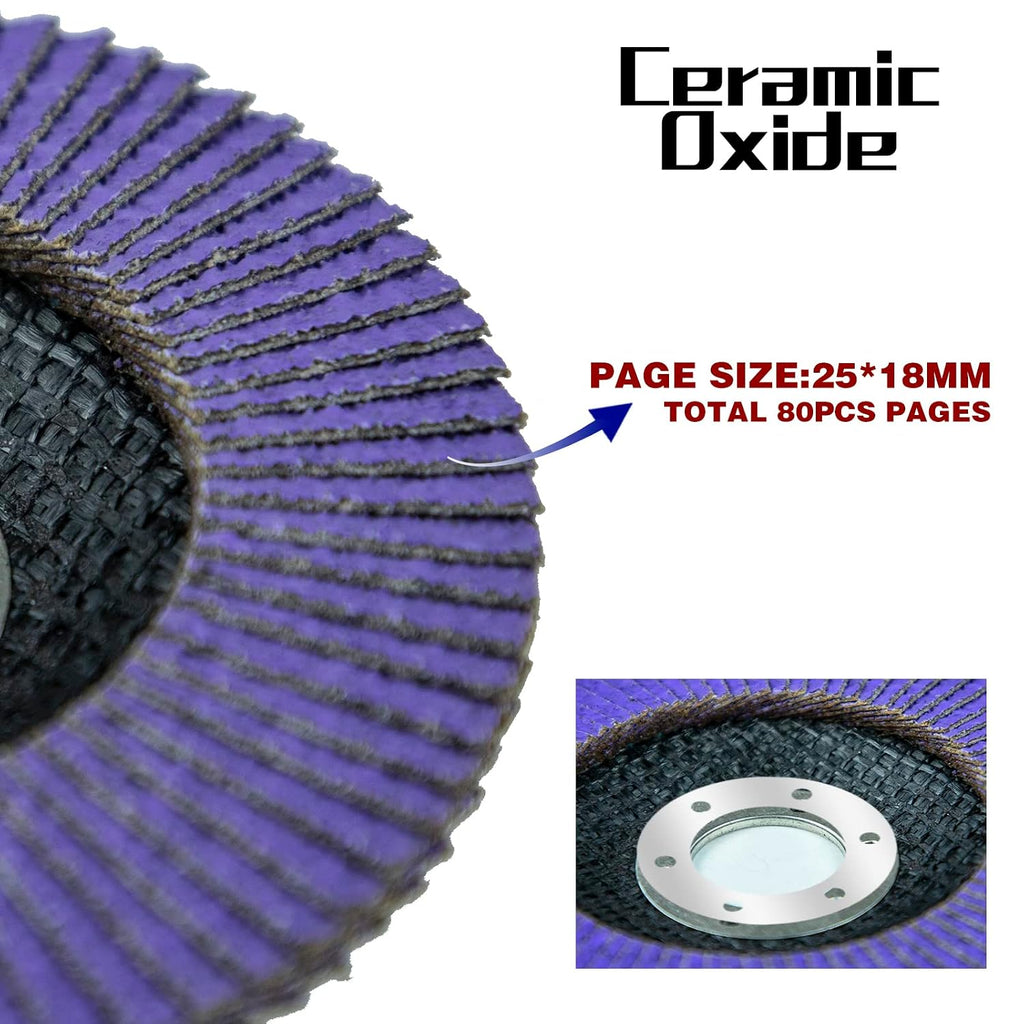 Sali 20 Pack Ceramic Flap Disc 40 Grit 4.5" x 7/8 Inch Sanding Disc Bevel Type #29 Premium and Industrial Grade Angle Grinder Grinding Wheel High Performance Edge Grinding Purple