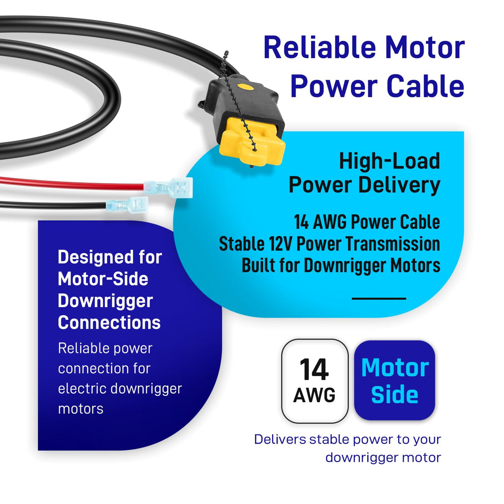 For Cannon Downrigger Power Cable Motor Side Replacement, Compatible with Part #3393202, Fits Mag Series Downriggers, Heavy Duty Plug & Wire