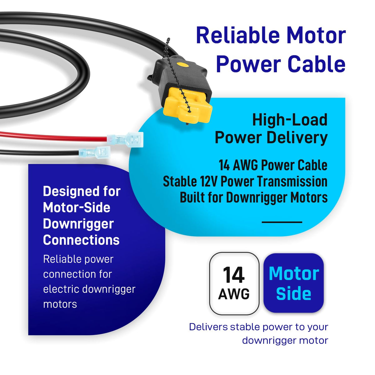 For Cannon Downrigger Power Cable Motor Side Replacement, Compatible with Part #3393202, Fits Mag Series Downriggers, Heavy Duty Plug & Wire