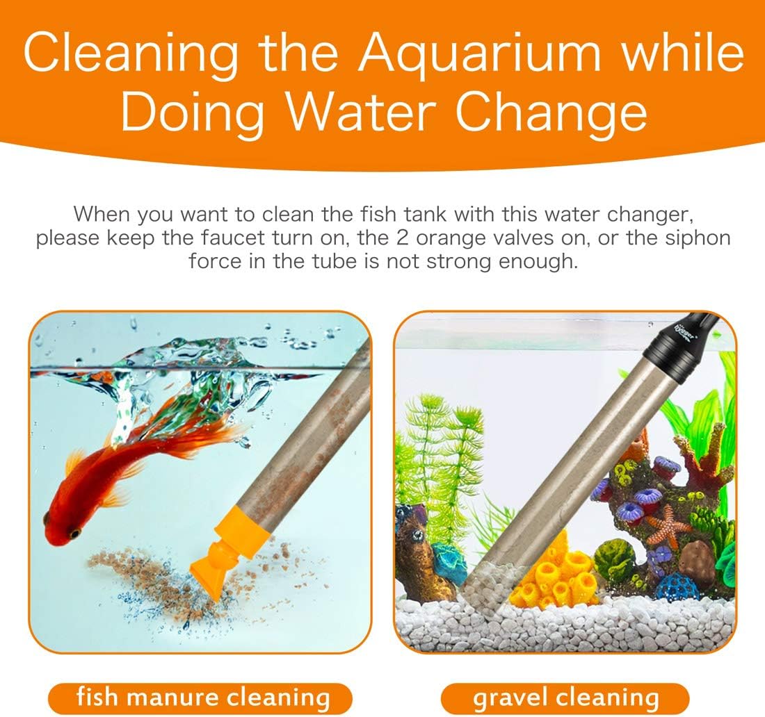 Upgrade Aquarium Water Changer Kit, Semi-Automatic Fish Tank Gravel Cleaner, with 25 FT Water Hose, Flow Control Valve
