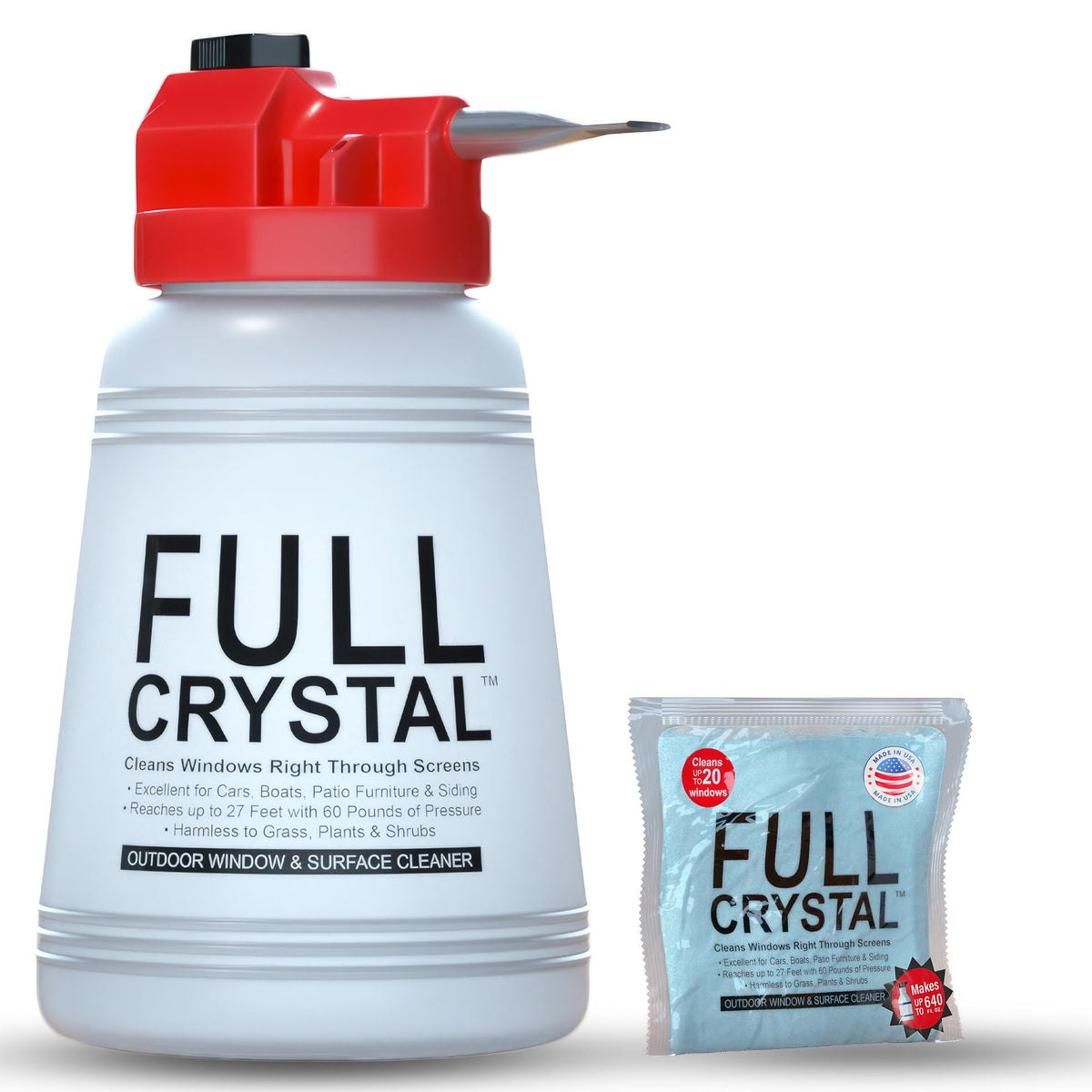 Window Cleaner, Bottle + 4oz Powder, Cleans Up to 20 Windows