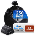 13 Gallon Trash Bags | 250 Bags | Black