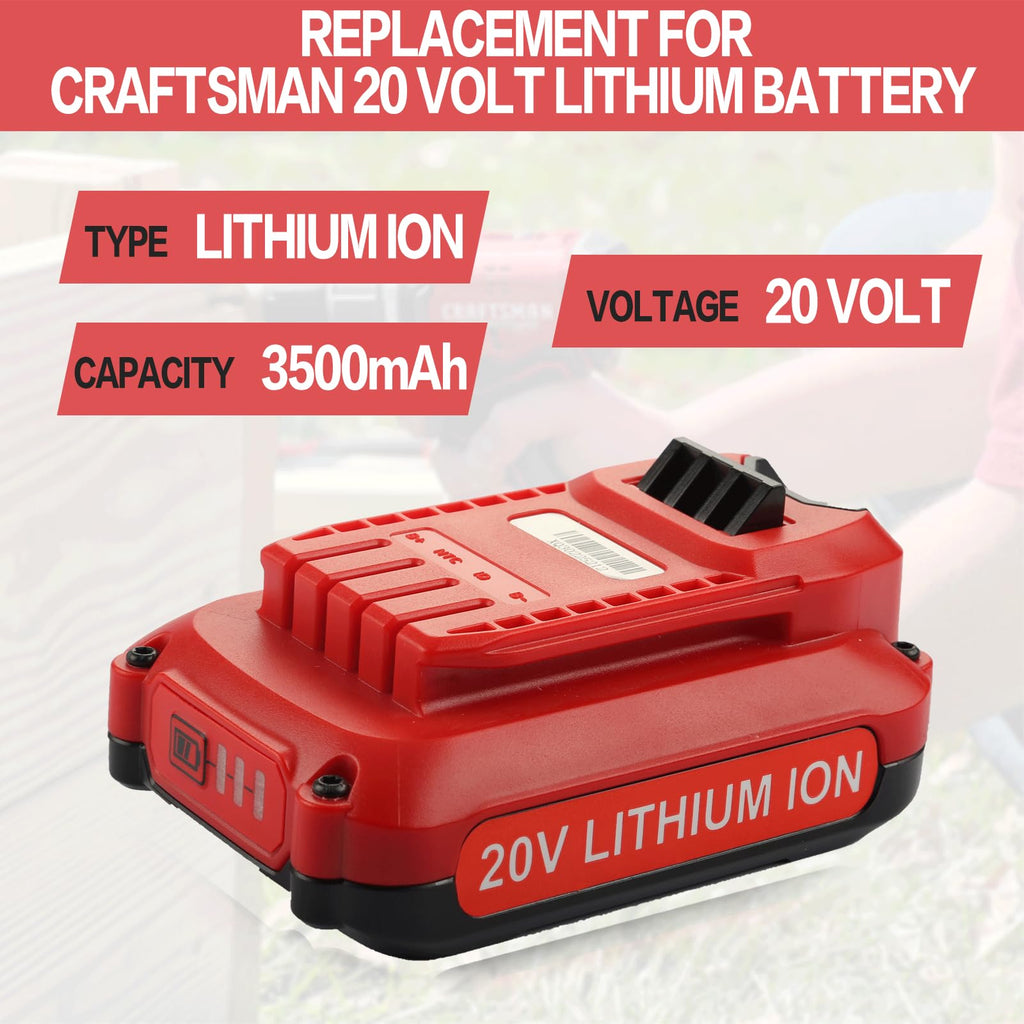 2 Pack 3.5Ah Battery Compatible with Craftsman 20V Battery CMCB201