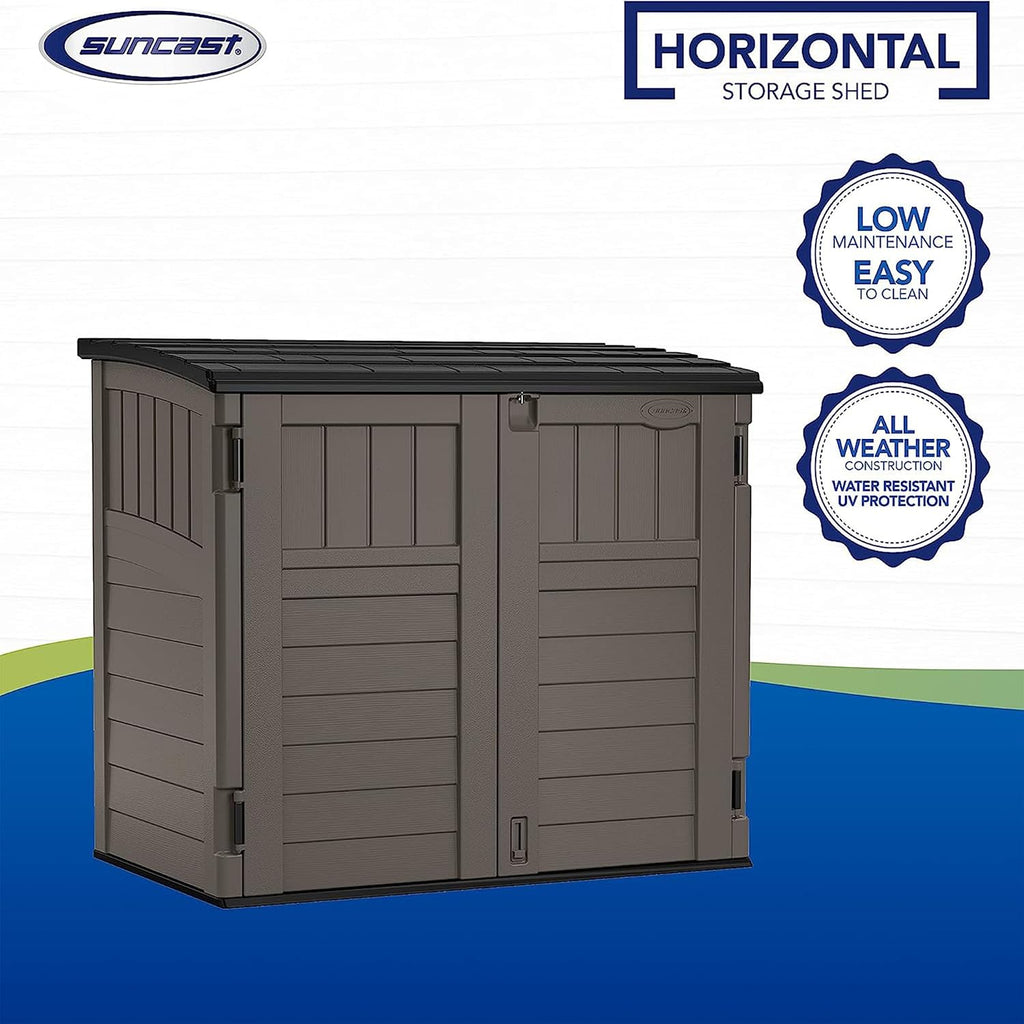 34 Cu Ft Horizontal Storage Shed, Resin, Lockable, Stoney Black