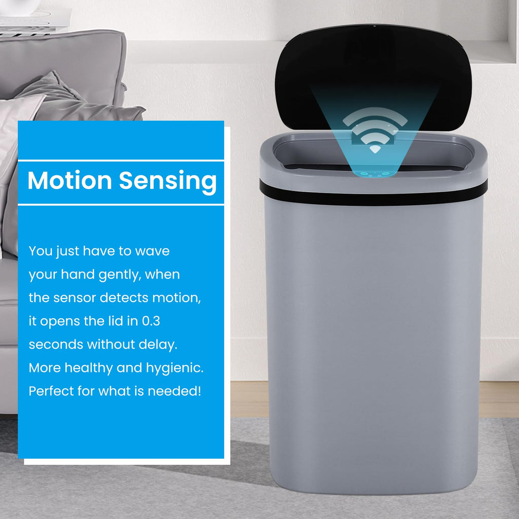 13 Gallon Trash Can | 50L Sensor Automatic Kitchen Trash Can with Lid | Touchless Garbage Bin Odor-Control for