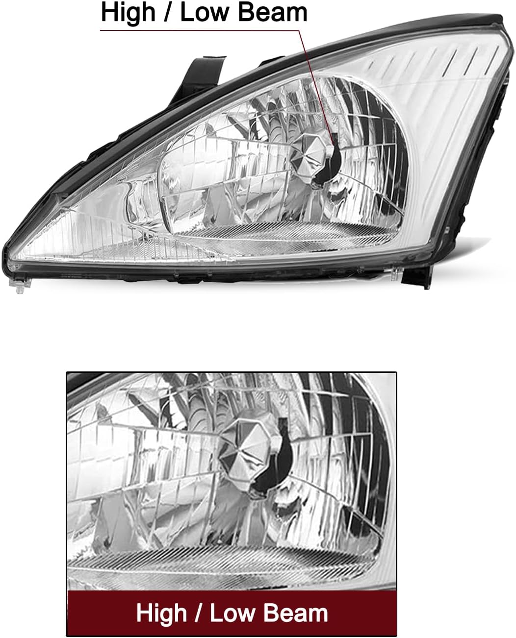 JSBOYAT Headlight Assembly Fit for 2000 to 2004 Ford Focus Halogen Type