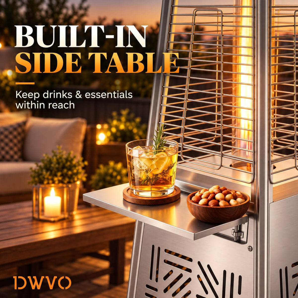 48,000 BTU Pyramid Patio Heater w/Side Panel, 89" Propane Heater