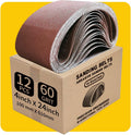4 x 24 Inch 60 Grit Sanding Belt | Premium Aluminum Oxide Sanding Belt | Premium Sander Sandpaper – 12 Pack