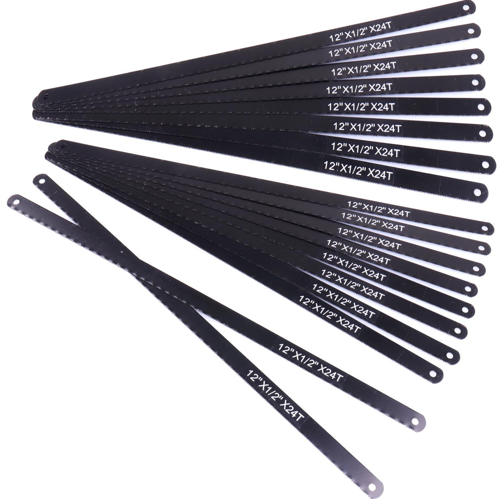 HKATOPS 20pcs 12" X24T Hacksaw Blades,High Carbon Steel Hand Saw Replacement Blades for Gardeners,PVC Pipes,Wood Saws Cutting