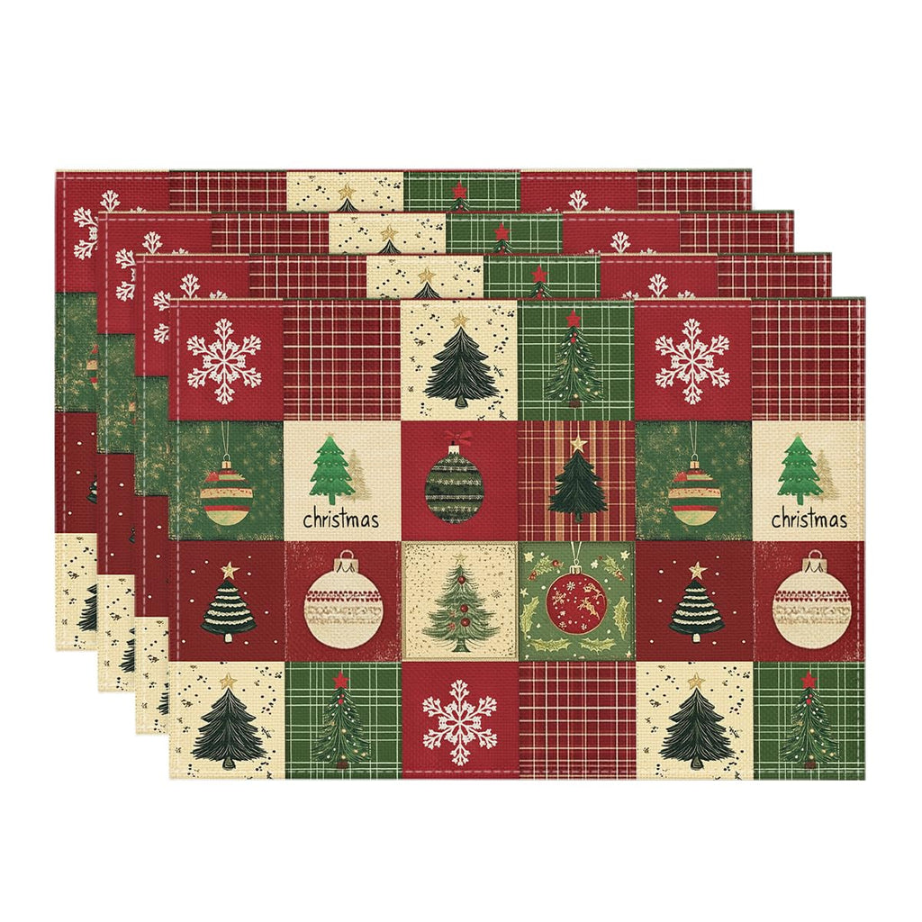 Xmas Trees Christmas Balls Placemats Set of 4