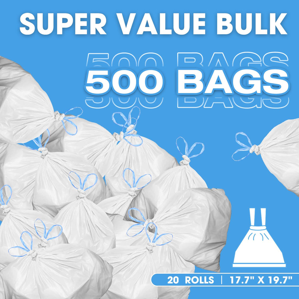 Small Trash Bags Drawstring 2-4 Gallon, 500 Count