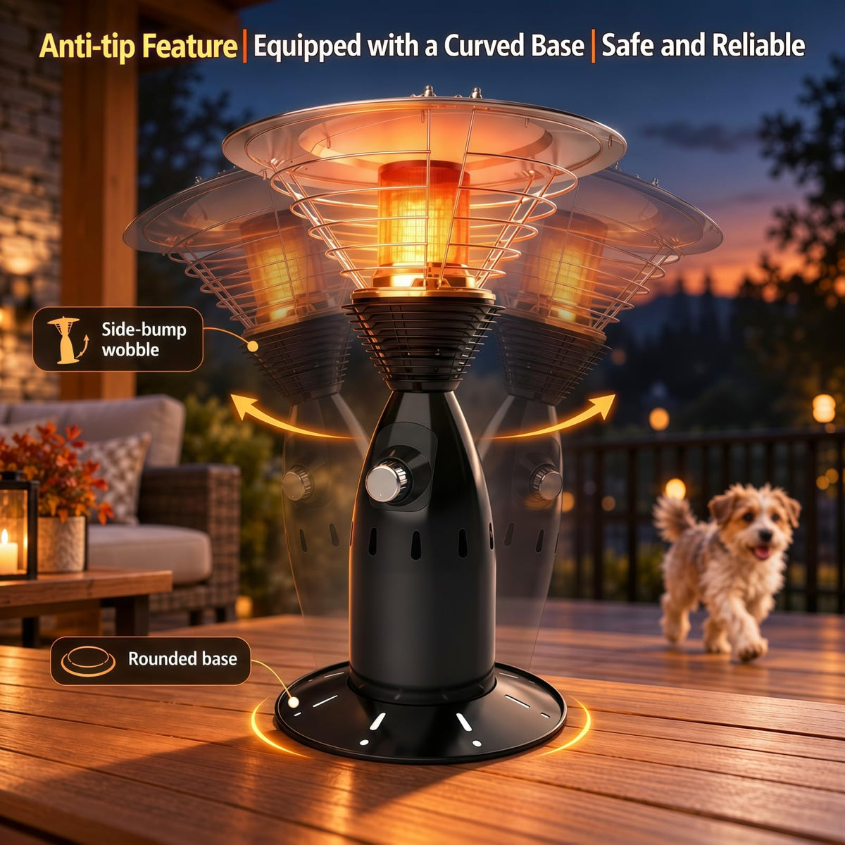 Tabletop Propane Patio Heater, 11000 BTU Propane Patio Heater