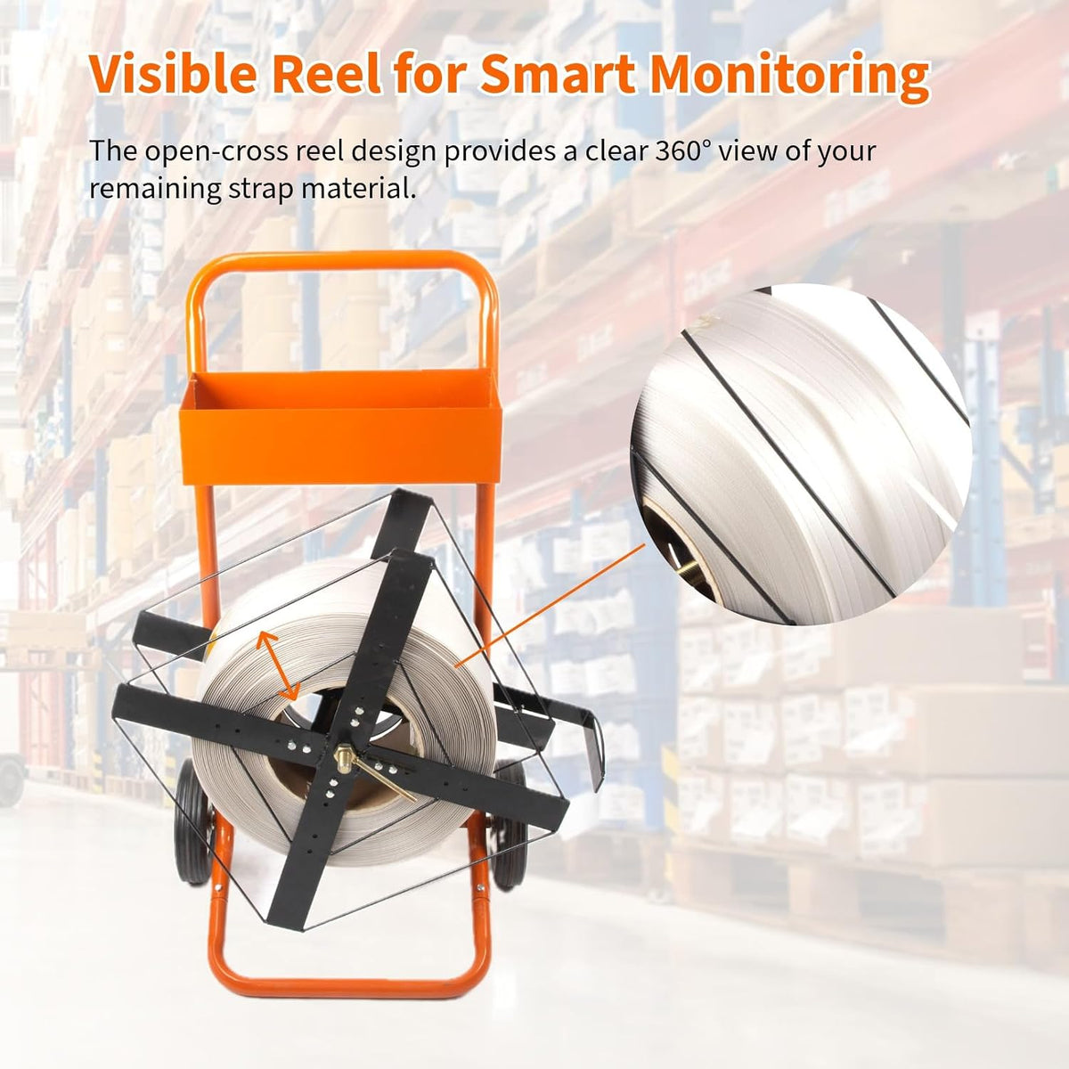 Strapping Cart & Dispenser, Heavy Duty Mobile Banding Cart
