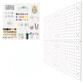 Plastic Pegboard Wall Organizer Kit, 12x12, 4 Pack, White